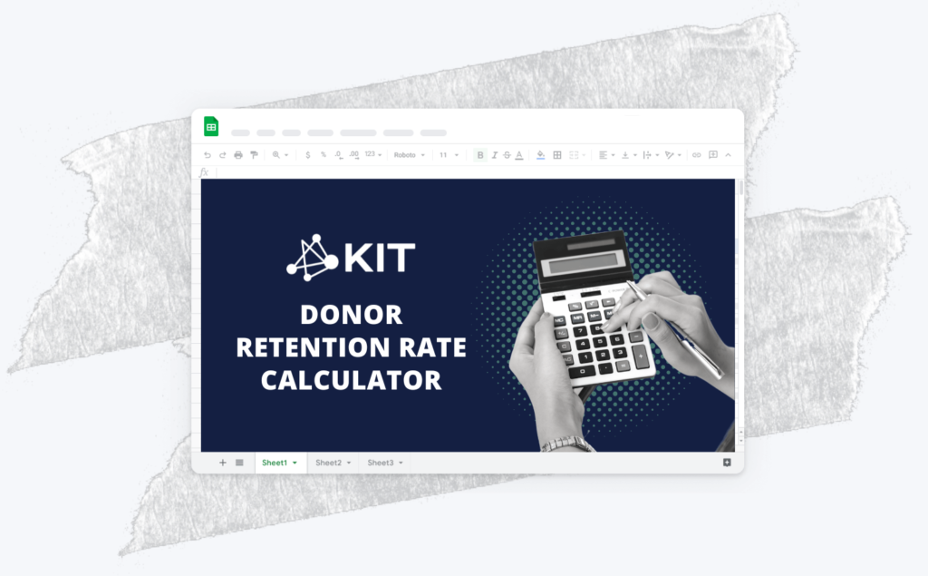 Cover page of the Advanced Donor Retention Rate Calculator showing a calculator in use