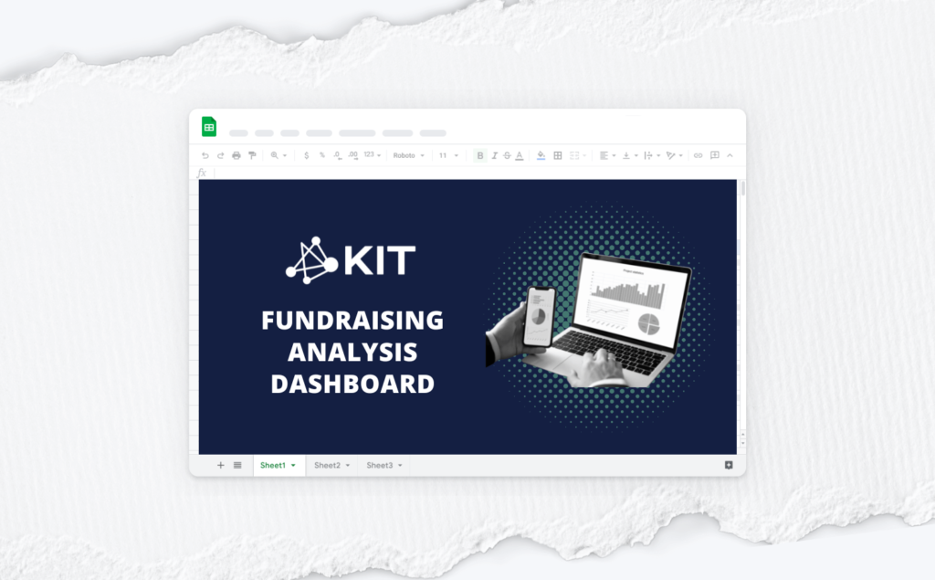 Cover page of the Fundraising Analysis Dashboard with a laptop showing fundraising analytics